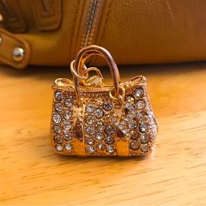 Gold Silver  Rhinestone purse charm key chain NWOT